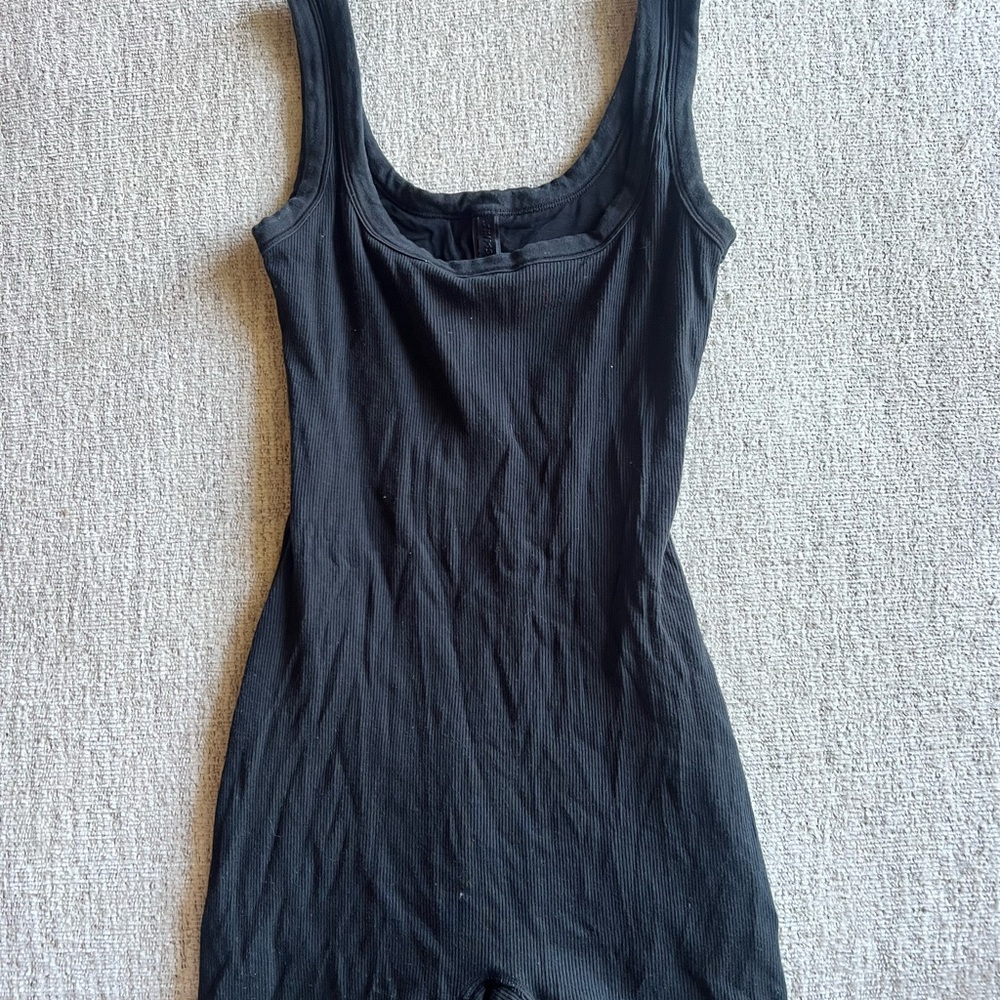 SKIMS Black Ribbed Bodysuit